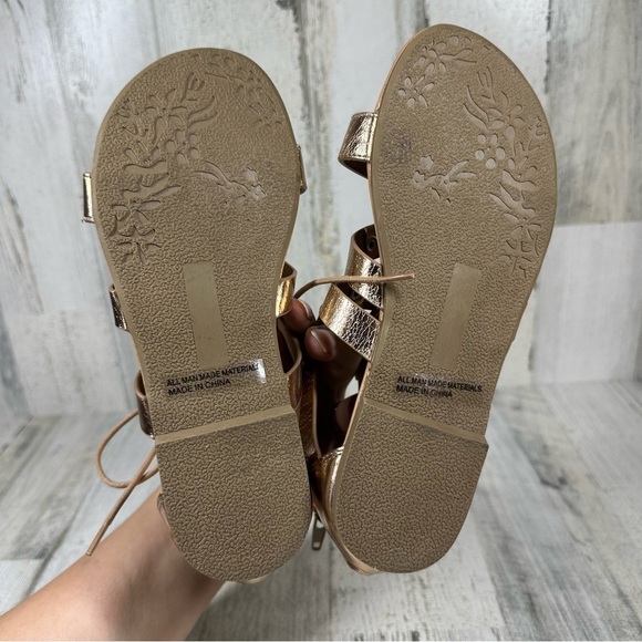 Dolce Vita Girls Curse Gladiator Sandals Lace Up Faux Leather Rose Gold #1012 - Picture 8 of 13
